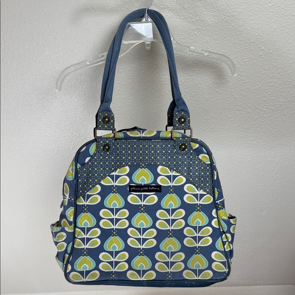PETUNIA PICKLE BOTTOM Blue/Yellow Tote/Backpack/Diaper Bag. Zip middle closure.